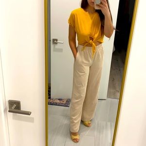 BDG Cream Corduroy Wide Leg Pant